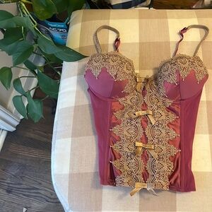 Lace Maroon Corset with Push Up